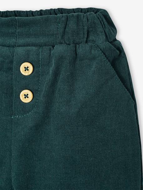 Corduroy Trousers with Polar Fleece Lining, for Babies fir green 