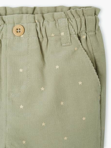 Corduroy Paperbag Trousers for Babies aqua green+navy blue 