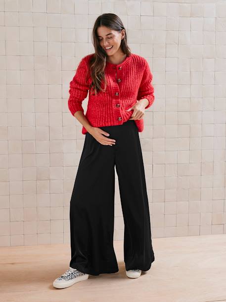 Wide Leg Trousers with Satiny-Effect for Maternity black 