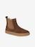 Leather Boots with Elastic & Zip, for Girls camel+navy blue 