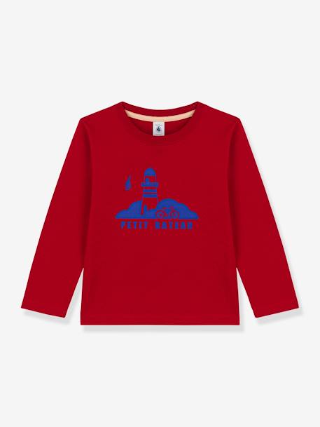 Long Sleeve Cotton Top for Children, by Petit Bateau red 