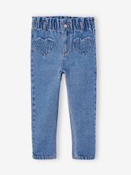 Girls-Jeans-Paperbag Jeans, Heart-Shaped Pockets, for Girls