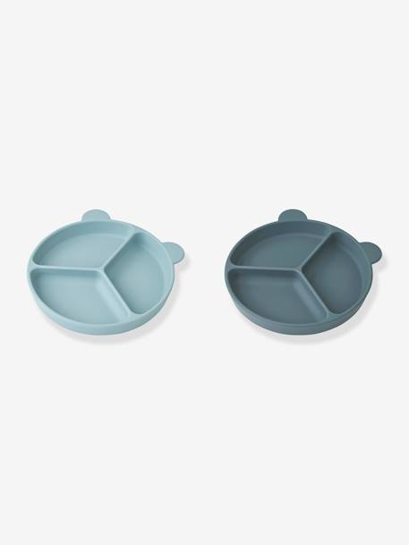 2-piece Stacy compartment plates - LIEWOOD blue+rose 