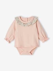 Baby-Bodysuits & Sleepsuits-Long Sleeve Bodysuit Top with Ruffled Collar, for Babies