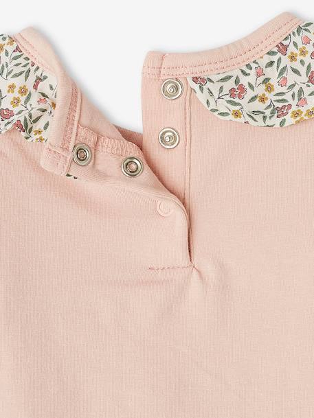 Long Sleeve Bodysuit Top with Ruffled Collar, for Babies rosy+WHITE LIGHT SOLID WITH DESIGN 