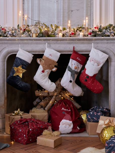 Mouse and Rabbit Christmas Stocking in Velour green 