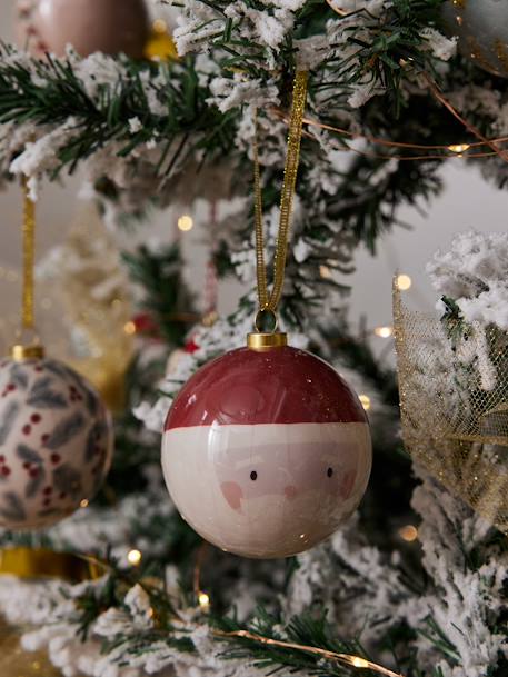 Pack of 6 Traditional Christmas Baubles printed red 