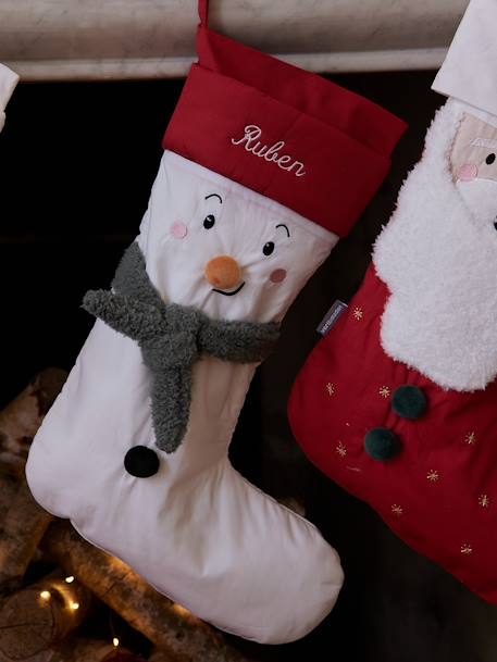 Snowman Christmas Stocking white 