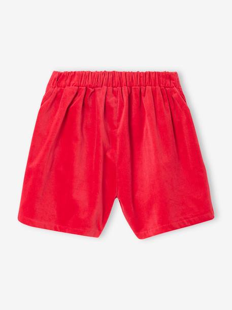 Velvet Shorts with Bow on the Front for Girls red 