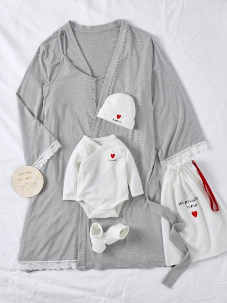 Mummy & Baby Maternity Ward Kit by ENVIE DE FRAISE striped grey 