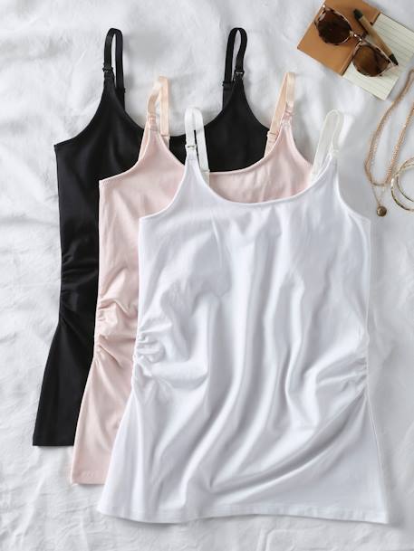 Pack of 3 Sleeveless Tops, Maternity & Nursing Special, ENVIE DE FRAISE white 