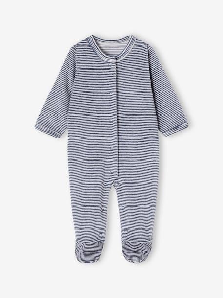 Pack of 2 Velour Sleepsuits for Babies night blue 