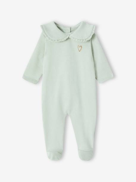 Pack of 2 Fleece Sleepsuits for Newborns sage green 