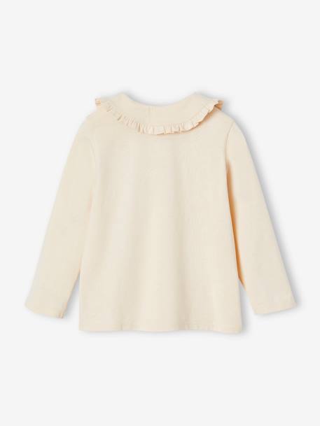 Long Sleeve Top with Ruffled Peter Pan Collar for Girls vanilla 