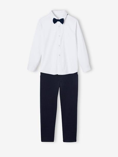 Christmas Special Shirt + Herringbone Trousers + Bow Tie Ensemble for Boys black 