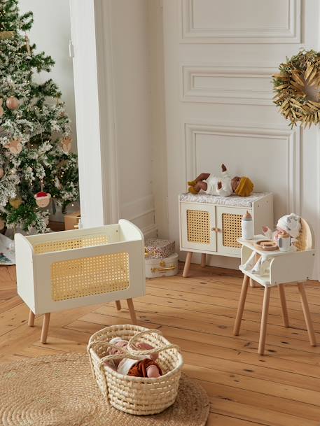 Doll Bed in FSC® Wood & Wicker, ADÈLE Multi+white 