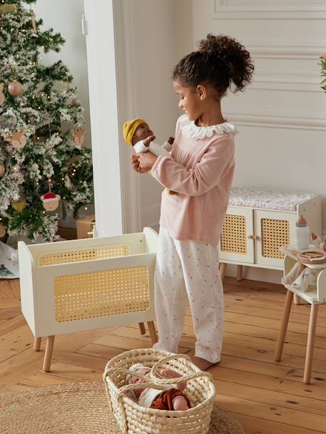 Doll Bed in FSC® Wood & Wicker, ADÈLE Multi+white 