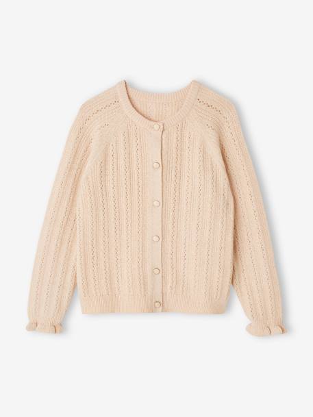 Cardigan in Pointelle with Shimmery Yarn for Girls rosy 