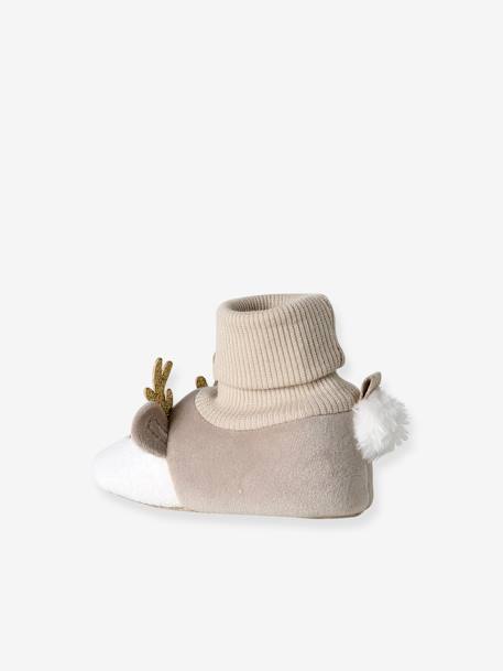 Christmas Reindeer Slippers beige 