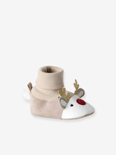 Christmas Reindeer Slippers beige 