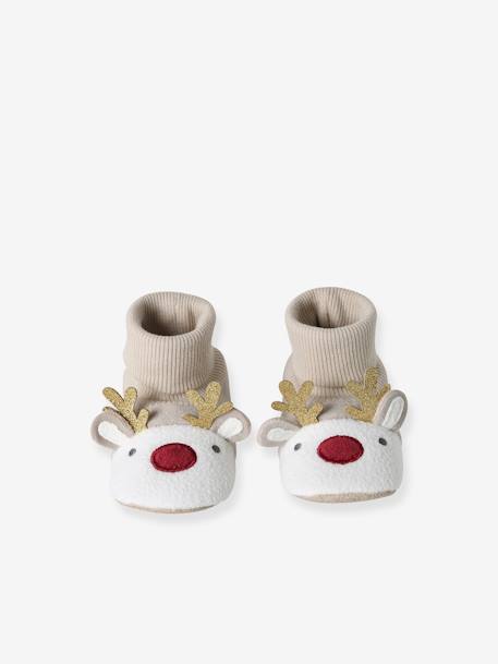 Christmas Reindeer Slippers beige 