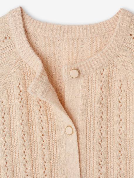 Cardigan in Pointelle with Shimmery Yarn for Girls rosy 