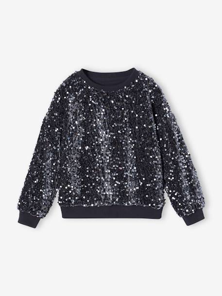 Sequinned Christmas Sweatshirt for Girls anthracite 