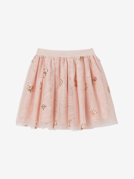 Occasion Wear Skirt in Tulle with Star Sequins for Girls rosy 