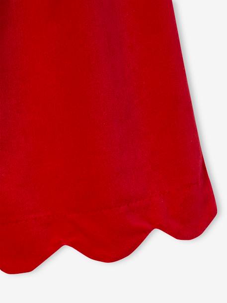 Velour Occasionwear Dress with Bow on the Back, for Girls Dark Red+green 