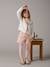 Fancy Jacquard Knit Cardigan in Shimmery Yarn for Girls ecru+rosy 