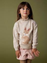 -Glittery Animal Jacquard Knit Jumper for Girls