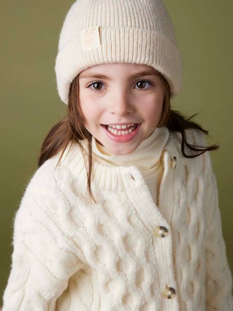 Cable Knit Cardigan for Girls ecru 