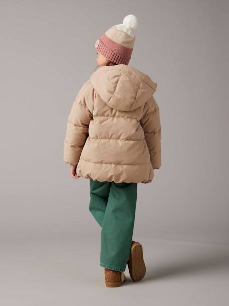 Down Jacket, Detachable Gloves, for Girls cappuccino 