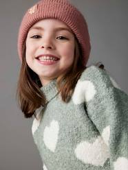 Girls-Cardigans, Jumpers & Sweatshirts-Polo Neck Jumper in Fuzzy Knit with Maxi Motifs for Girls