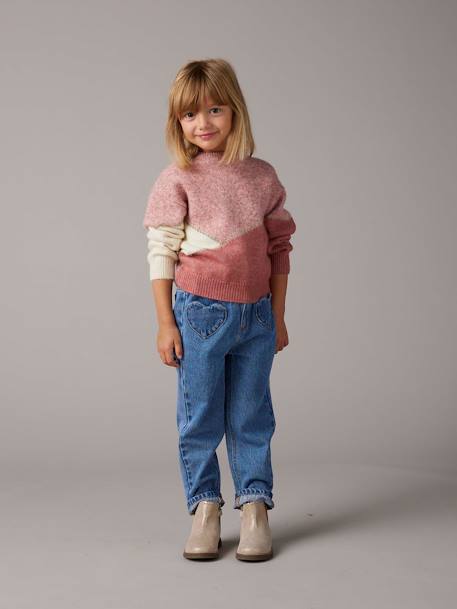 Colourblock Jumper for Girls rosy+sweet pink 