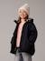 Hooded Parka with Faux Fur Lining for Girls black+dusky pink+green+khaki+old rose 