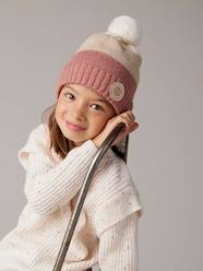 -Colourblock Beanie, Snood, Mittens/Fingerless Mitts Set for Girls