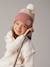 Colourblock Beanie, Snood, Mittens/Fingerless Mitts Set for Girls striped pink 