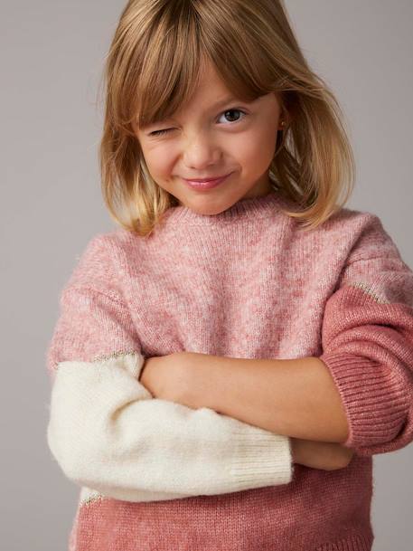 Colourblock Jumper for Girls rosy+sweet pink 