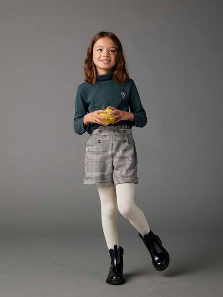 Chequered Flannel Shorts for Girls chequered navy blue 