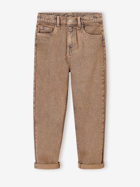 Overdyed Mom Fit Jeans for Girls cappuccino 