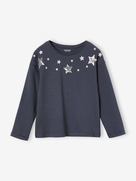 Christmas Special Top with Twinkling Stars for Girls anthracite 