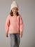 Polo Neck Jumper in Fuzzy Knit with Maxi Motifs for Girls grey green+rose 