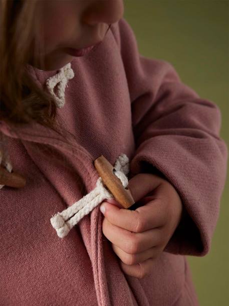 Hooded Duffel Coat with Toggles, in Woollen Fabric, for Girls blush+camel 