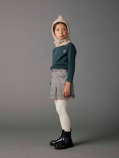 Cable Knit Hood for Girls marl beige 