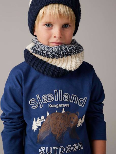 Long Sleeve T-Shirt with Details in Relief, for Boys anthracite+sage green+slate blue 