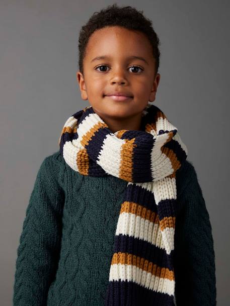 Striped Scarf for Boys navy blue 