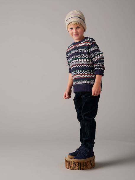 Corduroy Trousers, Easy to Slip On, for Boys caramel+fir green 