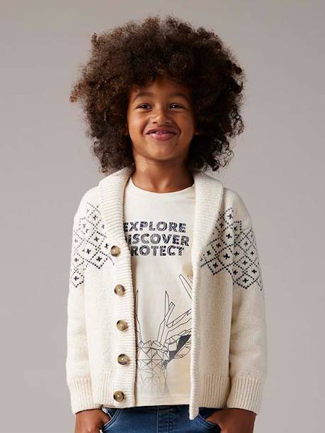 Jacquard Cardigan for Boys marl white 