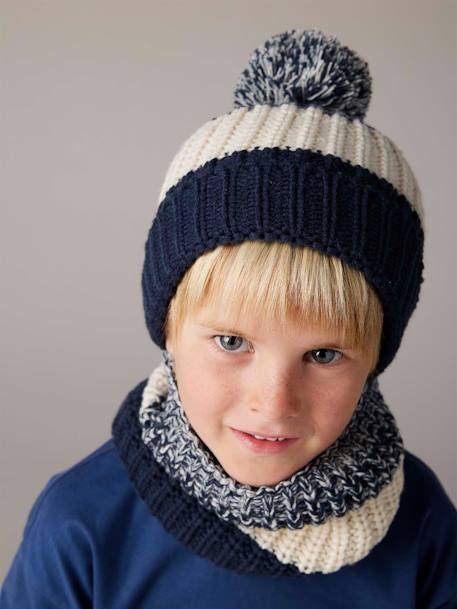 Colourblock Beanie + Snood + Gloves Set for Boys night blue 